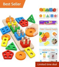 Engaging Wooden Stacking  Shape Sorter Toys for Toddlers - 20 Colorful Pieces