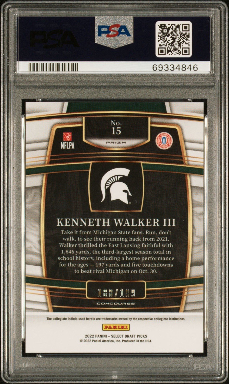 PSA 10 | Kenneth Walker III /199 (RC) 2022 Select Draft Picks Tri-Color Prizm view 2