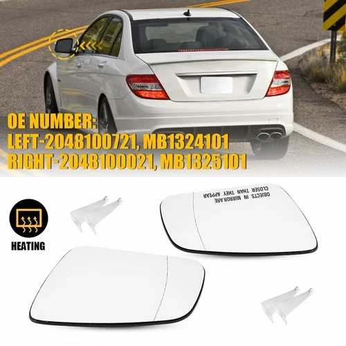 For Mercedes Benz C300 C350 08-11 Heated Mirror Glass LH RH MB1325101 MB1324101