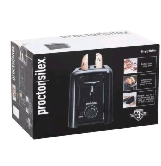 Tostadora Hamilton Beach Proctor Silex 2 Rebanadas 750W Negra 7 Ajustes, Apagado Automático Foto 2 de 4