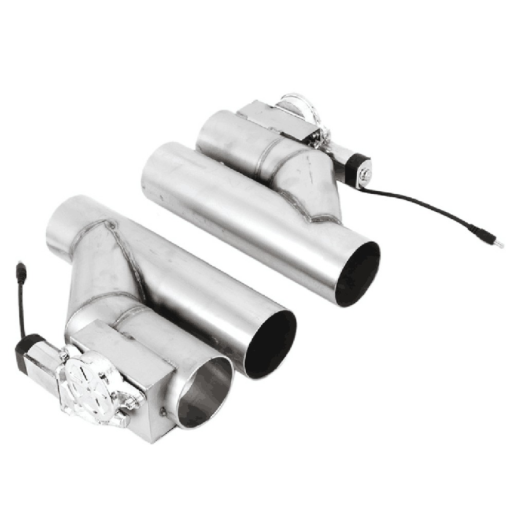 2x 3" Electric Exhaust Downpipe Y-Pipe Valve W/ Controller Remote Kit