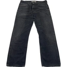 LEVI'S 505 Regular Fit Jeans Distressed Black Cotton Mens W36 L32
