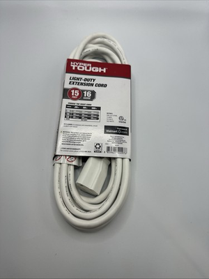 #ad #ad HYPER TOUCH 15FT 16 3 SJTOW White Use Single Outlet Extension Cord 16 Gauge NEW $12.99