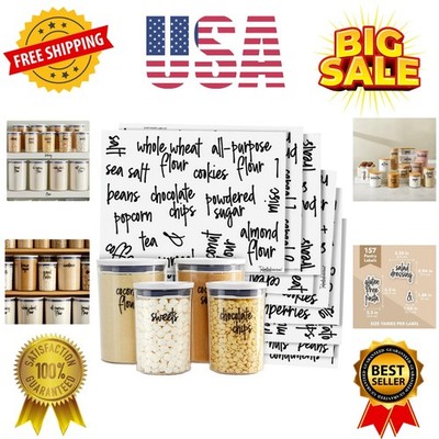 Pantry Labels for Food Containers - 157-Piece, Black Script Vinyl - Jar & Bin...