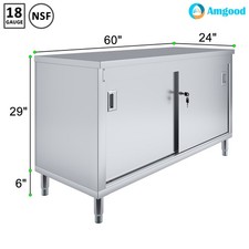 NEW 24x60 Stainless Steel Cabinet 2 Sliding Doors Enclosed Work Table 4343