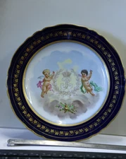 Antique 1844 Blue Celeste Sevres Louis Philippe Porcelain Plate