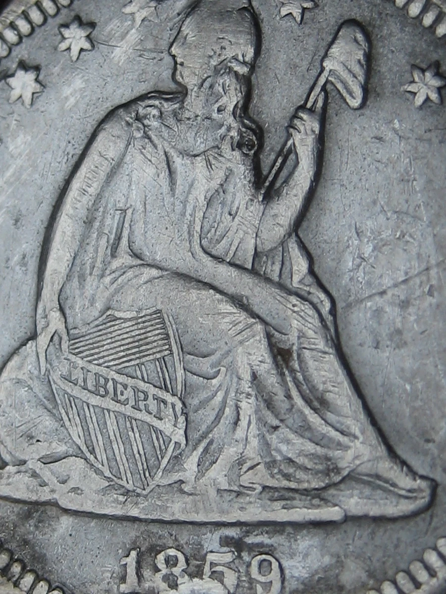 San Francisco 1859 Year Seated Liberty US Quarters (1838-1891) for
