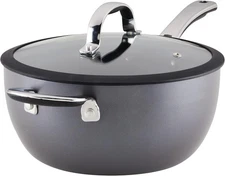 Rachael Ray Cook + Create Hard Anodized Nonstick Saucier Pan/Saucepan with Lid a