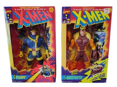 Vintage 1993 Toy Biz X-Men 10'' Deluxe Cyclops & Sabretooth Action Figure Set NIB