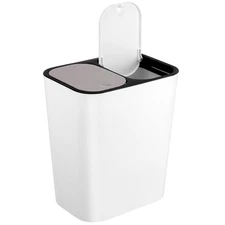 Trash Can Dual Compartment Garbage Can 15L Recycling Bin Double Bin Trash Can wi