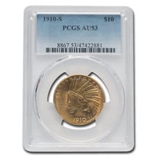 1910-S $10 Indian Gold Eagle AU-53 PCGS