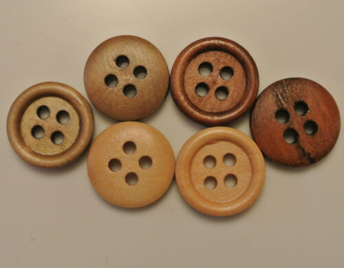 Dark Brown 4 Hole Wood Sewing Buttons Art Craft Scrapbooking Jewellery 15mm - Afbeelding 1 van 4