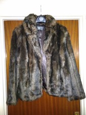 Bhs Chocolate Faux Fur Jacket Large Brand New No Tags