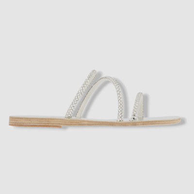 $295 Ancient Greek Sandals Women's Silver Polytimi Crystal Sandal Shoes Size 39