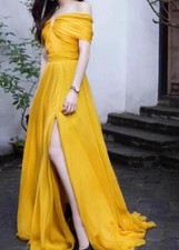 Gorgeous Women Off Shoulder A-line slit Princess Dresses Evening Party Gown SZ