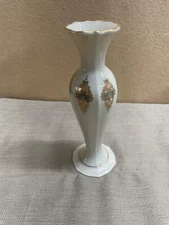 Lenox Bud Vase Cream and Blue Shield Pattern 8" tall