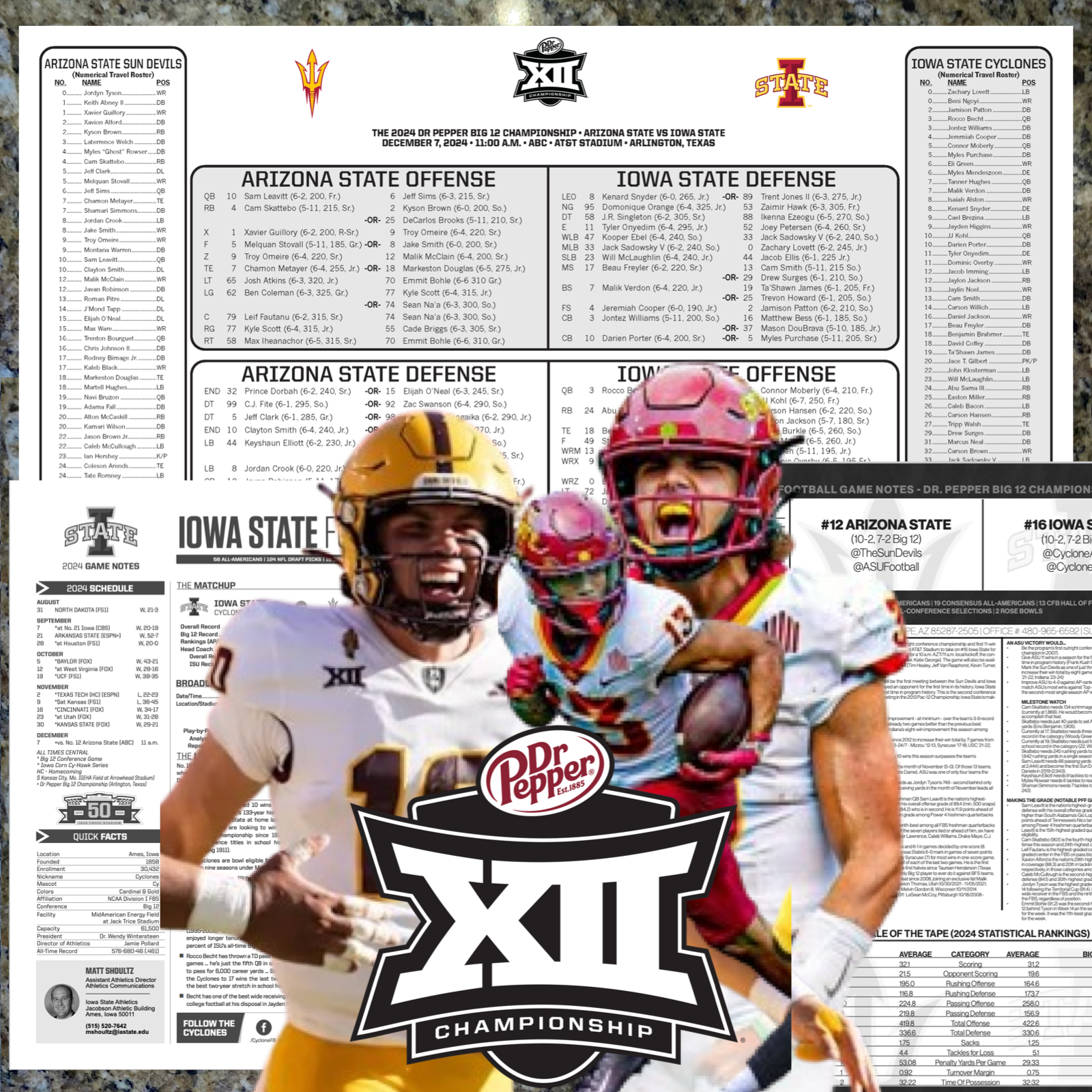 2024 Arizona State vs Iowa State BIG 12 - Game Flipcard & Program DEC 7 Football