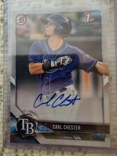 2018 Bowman Paper Carl Chester Auto Rookie 1st Card. Devil Rays.