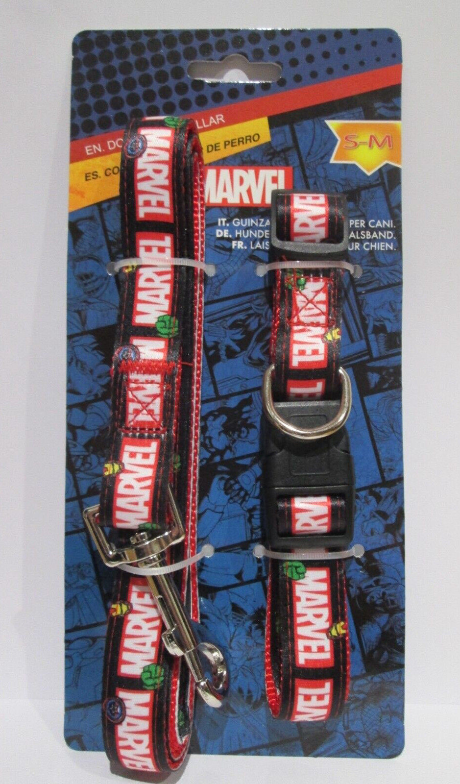 Nuevo Marvel Super Heroes Real Perro Plomo + Collar Talla S-M Pequeño a Mediano