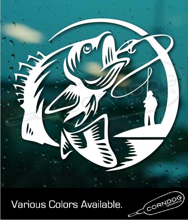 Fly Fishing BassSTICKER VINYL DECAL OUTDOOR SPORTSMAN FISHERMAN