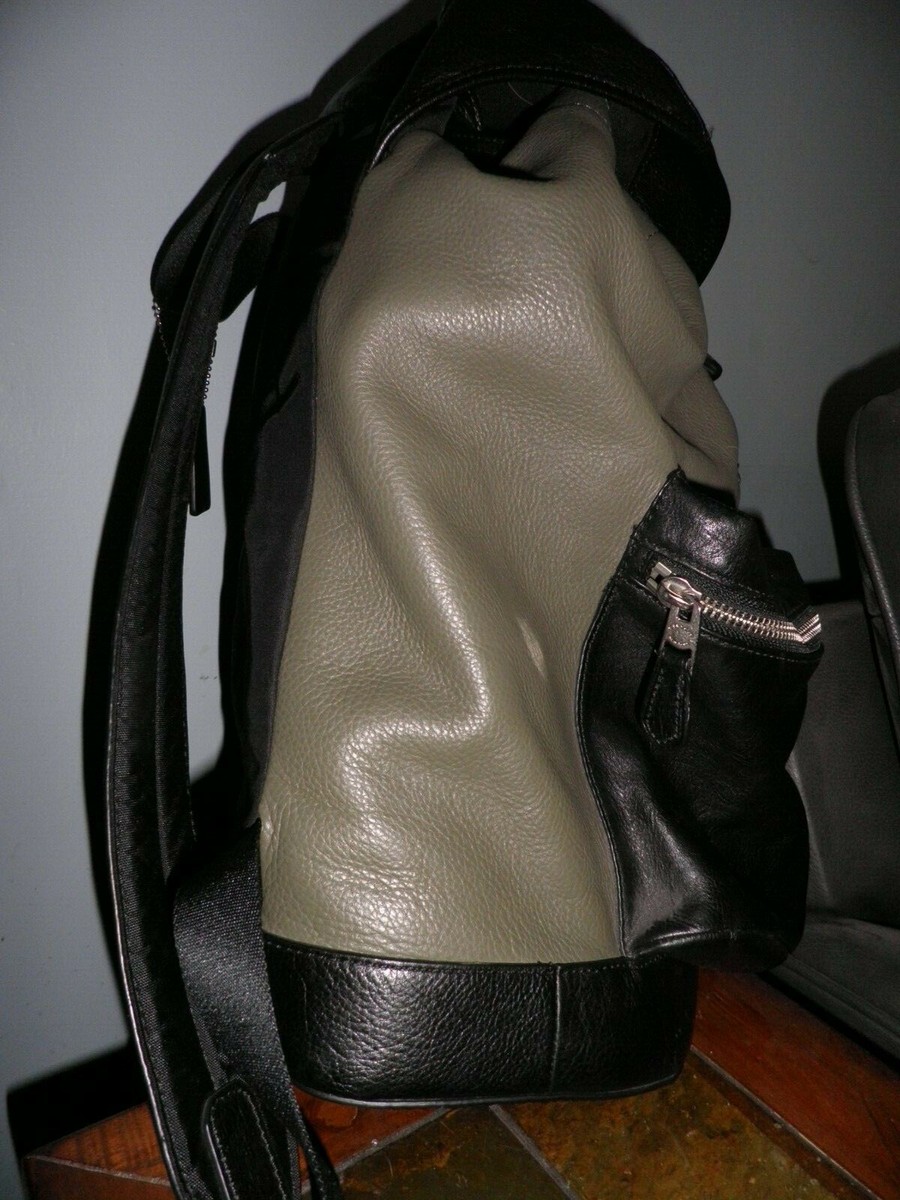 large coach leather backpack, two tone - olive and black | eBay display picture 1