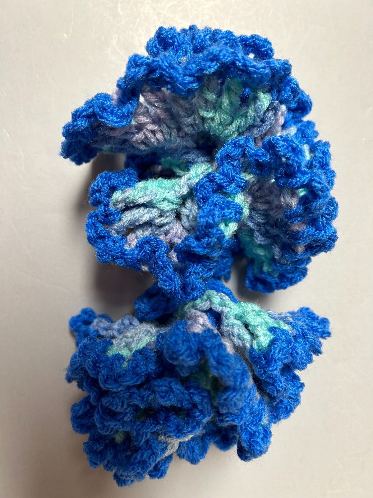 Luggage Tag ID with 2 Crochet Ocean Blue Flowers-image