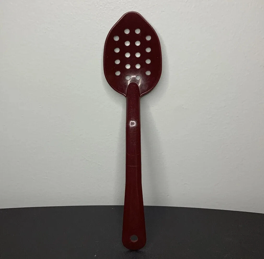 Vtg Continental Silite Slotted Perforated Serving Spoon Burgundy 11” USA N4410