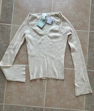 New ! H & M Ribbed Long-sleeved ribbed top Liva-Eco Viscose  XL