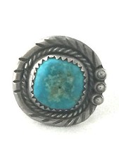 Vintage Sterling Silver Native American Navajo Ring Turquoise Ring Size 6.5