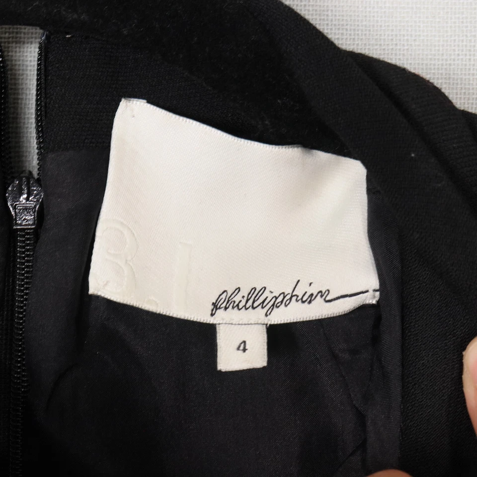 Mini Vestido 3.1 Phillip Lim Para Mujer Talla 4 Negro Lana Virgen Cuello Atado Forrado en Seda Foto 4 de 4