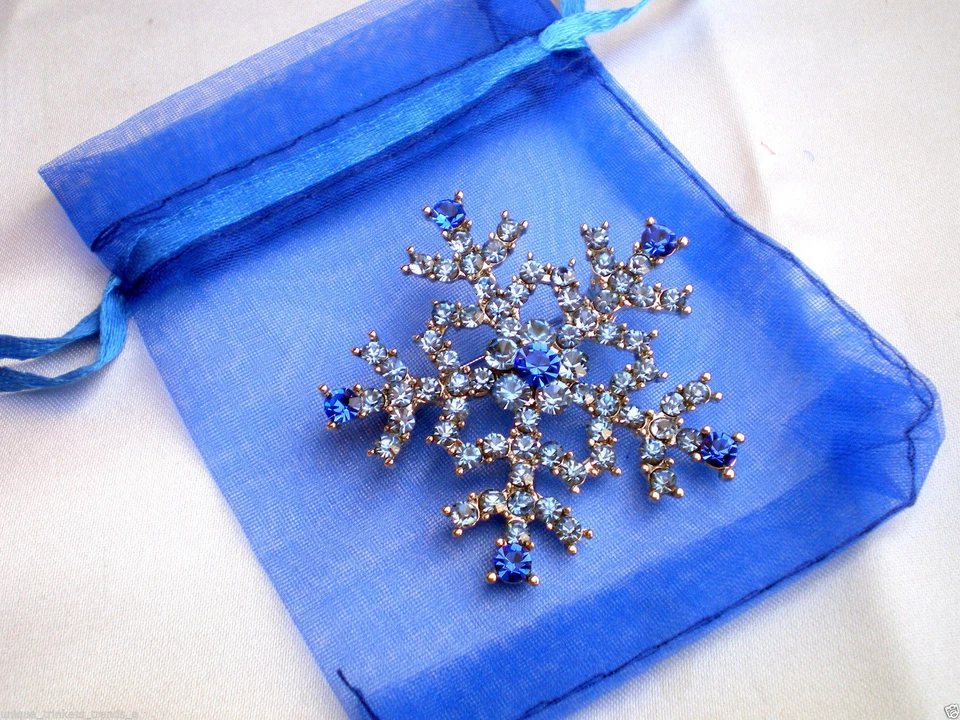 ДЕКАБРЬ КАМЕНЬ СИНИЙ ТОПАЗ СНЕЖИНКА БРОШЬ ЗНАЧОК ПОДАРОК НА ДЕНЬ РОЖДЕНИЯ ДЛЯ ЕЕ ЖЕНЩИН - Изображение 2 из 4