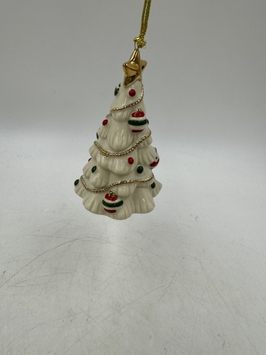 Small Lenox Procelain Christmas Tree Ornament with Gold Star and Tassle - Picture 5 of 7