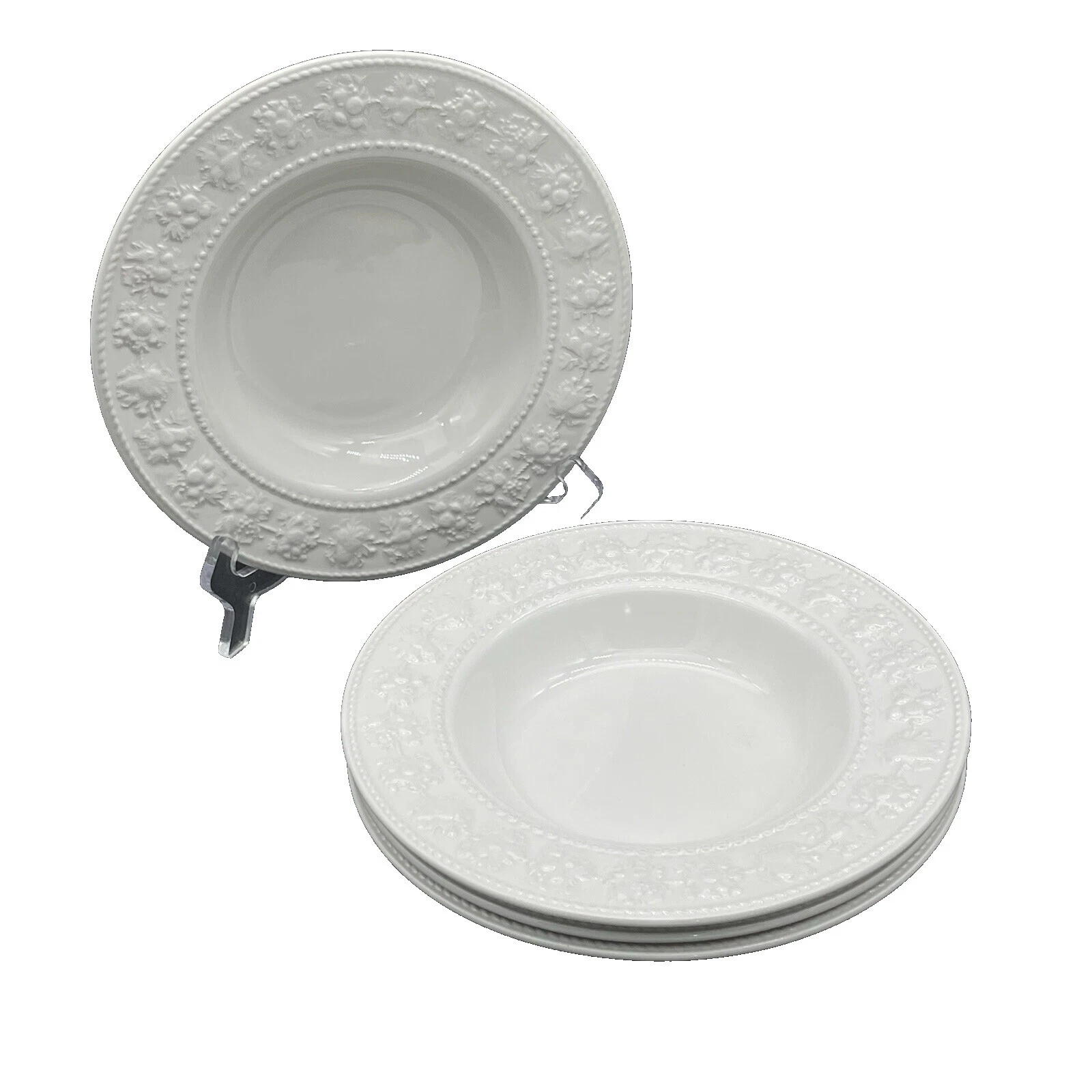 Earthenware White Floral Dinnerware Bowls