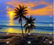 TROPICAL PALM TREE 29 BEACH OCEAN WAVES SUNSET COMPUTER MOUSE PAD 9 x 7