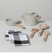 NEW NIB Hearth Hand Magnolia Wood Toy Cook Set Pots Pans Utensils Kitchen Play