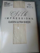 Vintage Ultra Sheer Pantyhose Sz Queen Ivory Sandal Foot New in Package