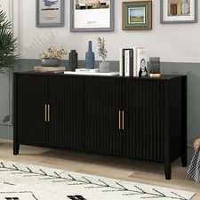 Accent Storage Cabinet Kitchen Sideboard with Metal Handles and 4 Doors
