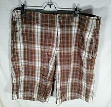 Mossimo Supply Co Cargo Brown Plaid Button Pockets Shorts Men's 40