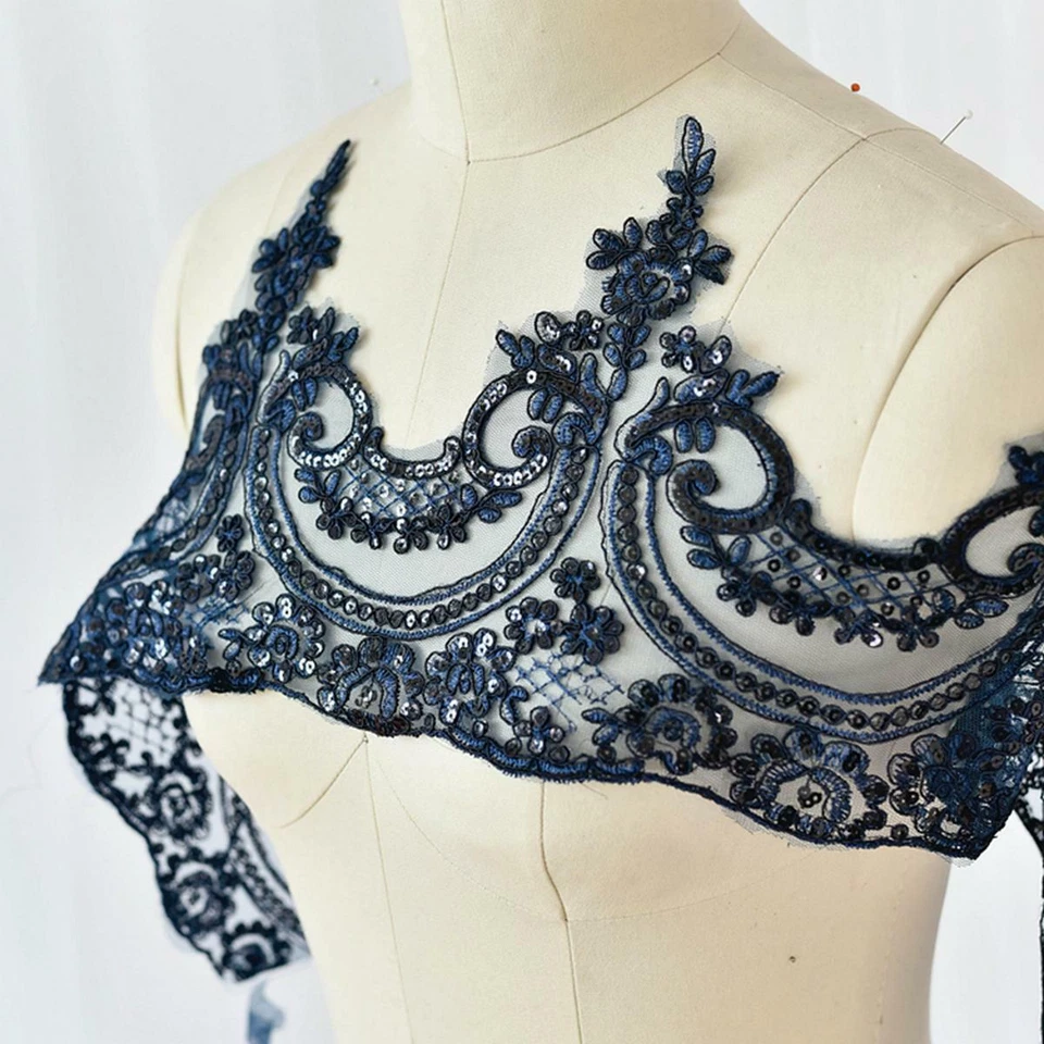 24CM*1 Yard Delicate Embroidered Flower Sequin Lace trim Wedding/sewing/Dress - Image 2 of 4