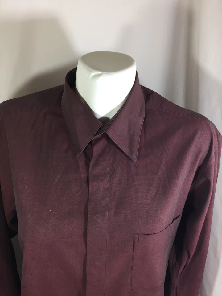 Camisa Alfani Hombre Borgoña Abotonada Carrera Mangas Largas Talla M Bin12#25 Foto 4 de 4