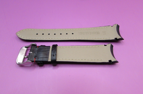 REPLACEMENT SEIKO SPORTURA KINETIC 21MM LEATHER BLACK WATCH STRAP CURVED END - Picture 4 of 5