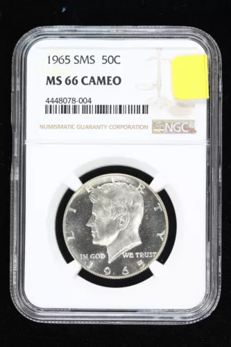 1965 SMS Kennedy Half Dollar NGC MS 66 Cameo 3B4R