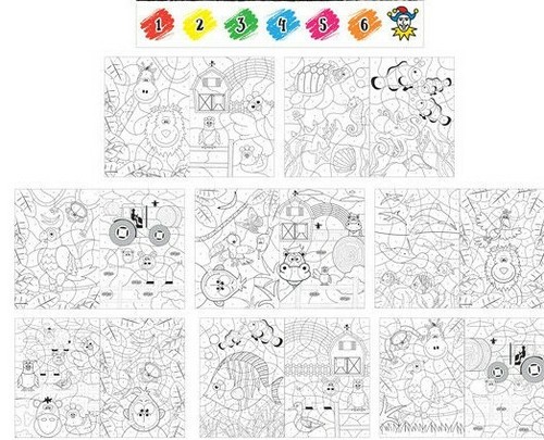 2 ANIMALS COLOUR BY NUMBERS BOOKS - COLOURING - wild jungle,birds -girls / boys - Picture 2 of 2