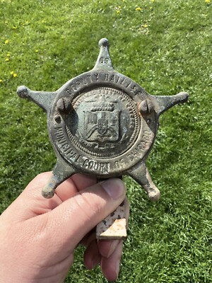 Vintage Antique CHICAGO DEPUTY BAILIFF Municipal BADGE COURT Star Ornament