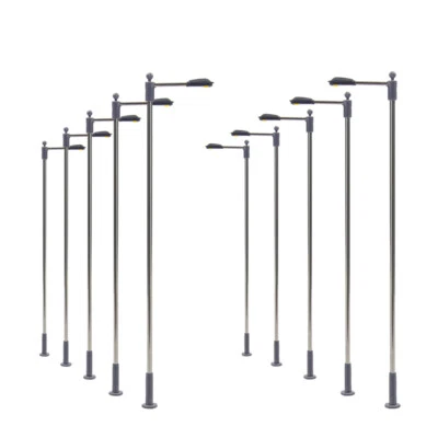 EVEMODEL 10pcs Échelle HO 1:87 Modèle Ferroviaire Modèle de Lampadaire LED Blanc Chaud