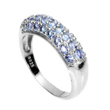 Anello In Argento Sterling 925 Tondo Tanzanite Gemma 2.5mm Gioielli 7.5