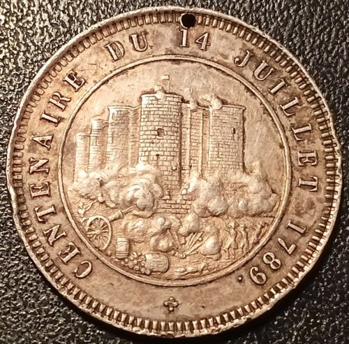 Medal - Centenary Of 14 July 1789 Peru - Lima Le 1889 - 第 1/2 張圖片