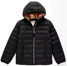 NEW ThereAbouts Hooded Jacket Little Girls Size XXS 4-5 Packable Puffer Black