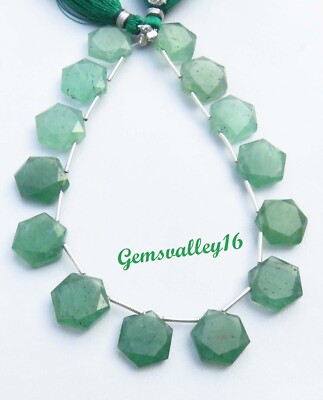 Green Strawberry Quartz Hexagon Natural Gems Faceted Beads 8''Strand 12mm GV-3200