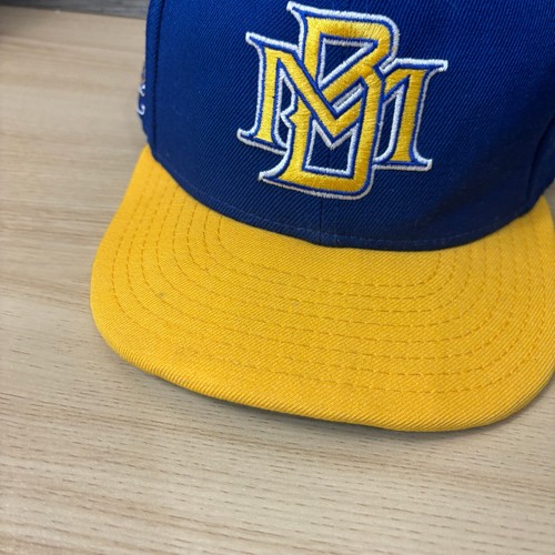 Vintage Milwaukee Brewers Hat Cap 7 3/8 Blue New Era Fitted Retro Side Patch - Picture 4 of 11